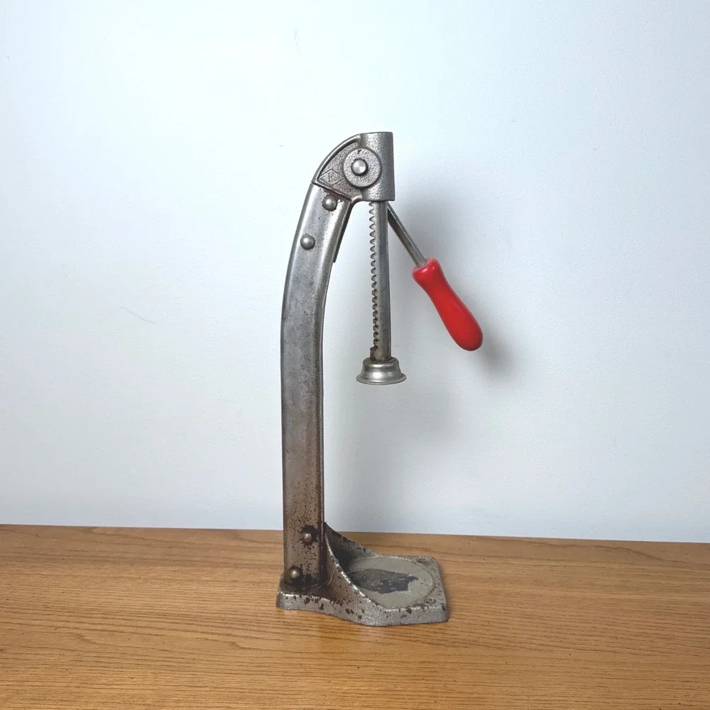 Vintage Industrial Cast Iron Bottle Capper Made in‎ USA Red Handle